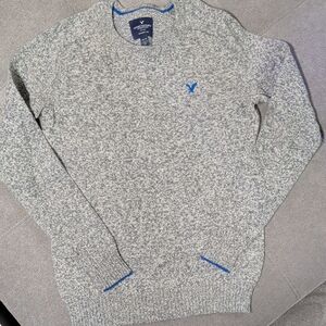 American Eagle Outfitters Gray and Blue Crewneck Sweater